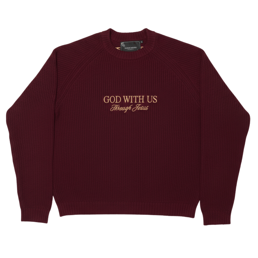 "GOD WITH US" SWEATER - BORDEAUX – Bild 2