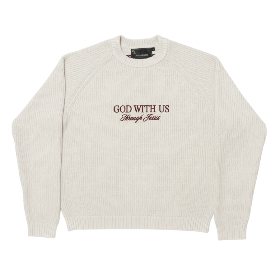 "GOD WITH US" SWEATER - OFF WHITE – Bild 2