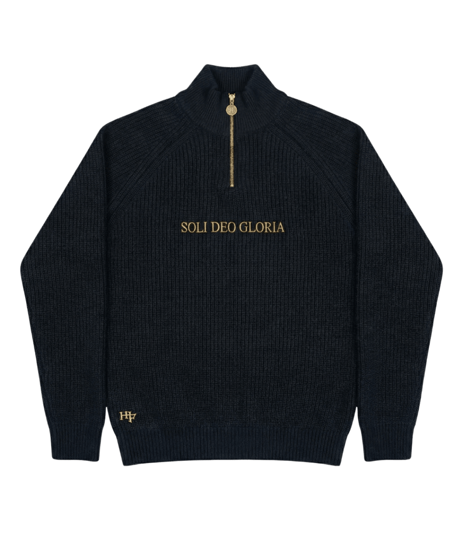 "SOLI DEO GLORIA" QUARTER ZIP - NAVY BLUE – Bild 2