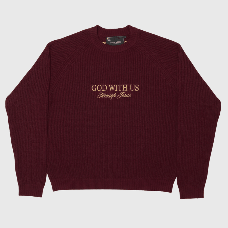"GOD WITH US" SWEATER - BORDEAUX – Bild 1