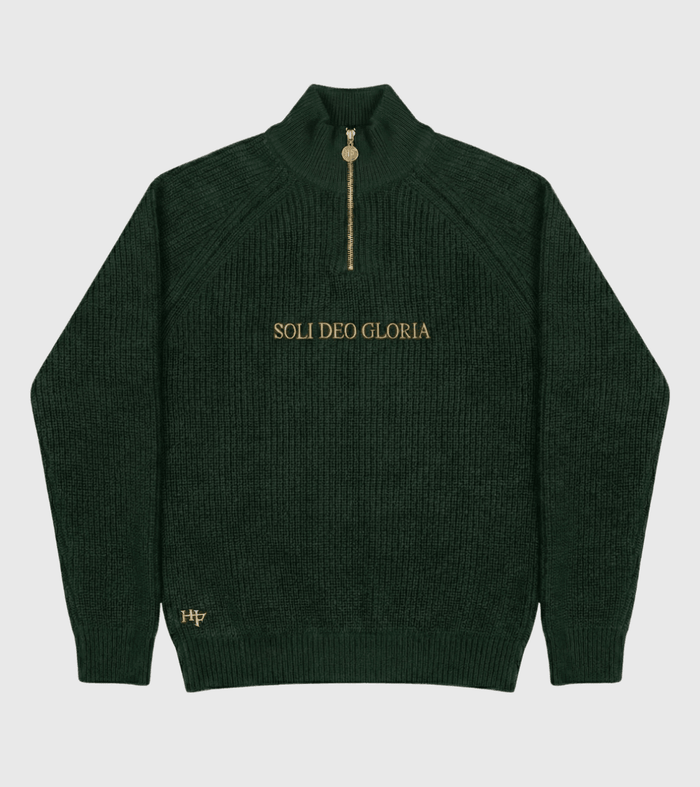 "SOLI DEO GLORIA" QUARTER ZIP - FOREST GREEN